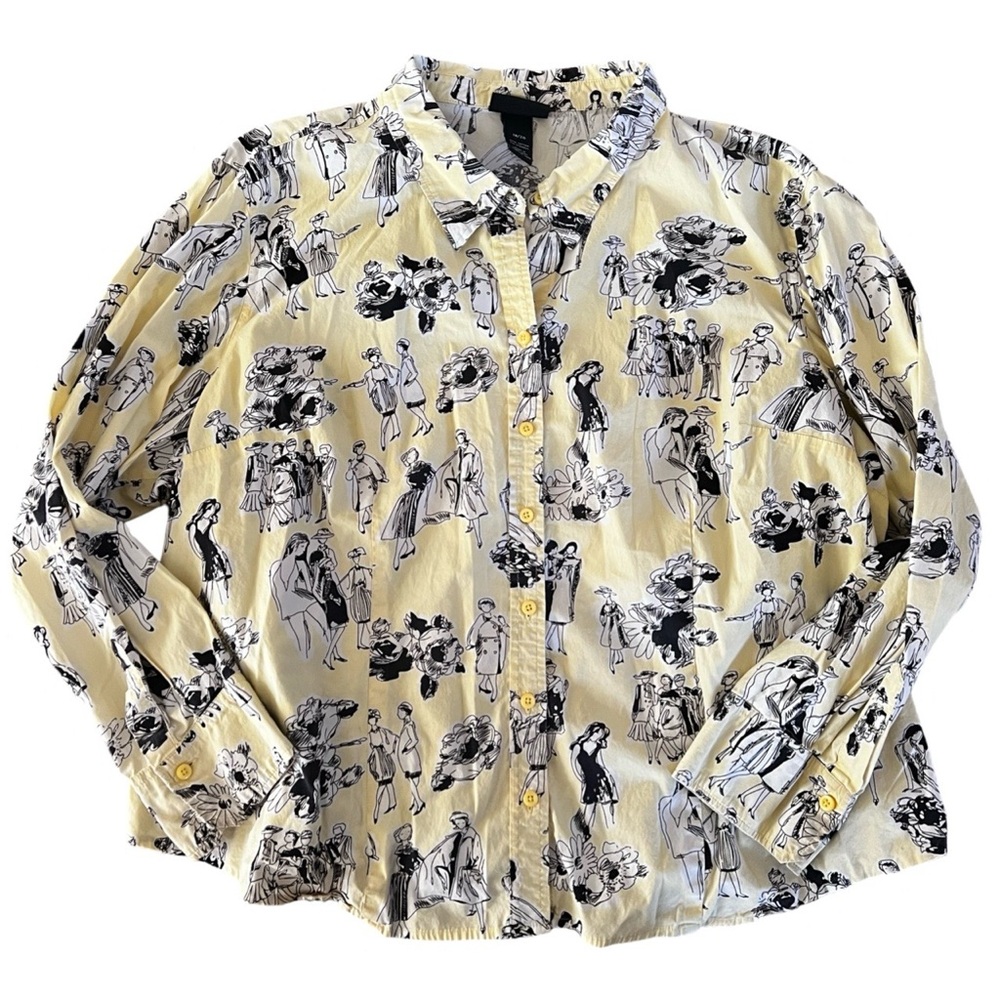 Yellow Graphic Button-Up Shirt